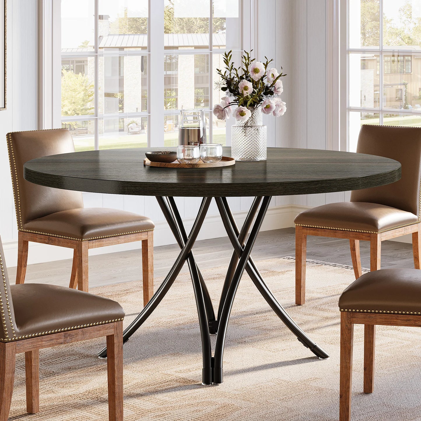 Tribesigns Round Wood Dining Table For Modern Farmhouse Kitchens