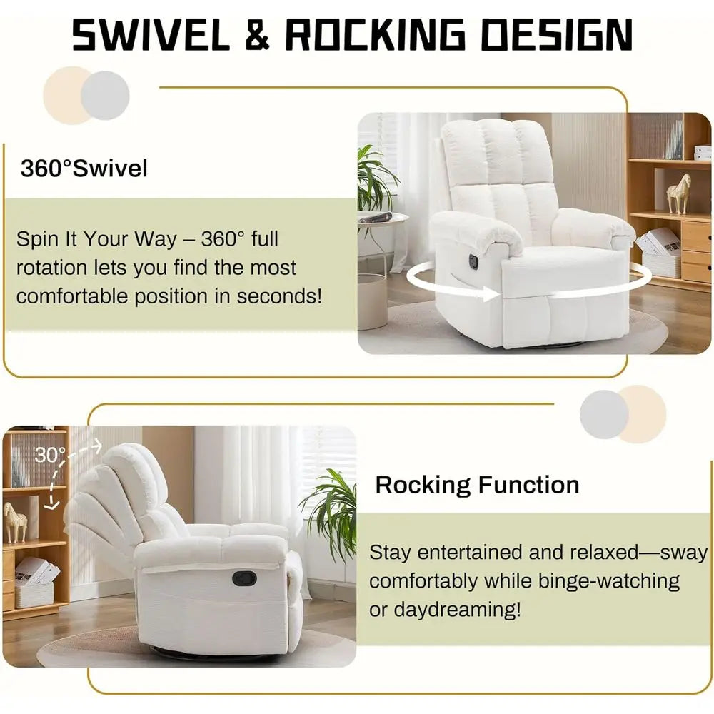 Manual Swivel Rocker Recliner Chair for Small Spaces