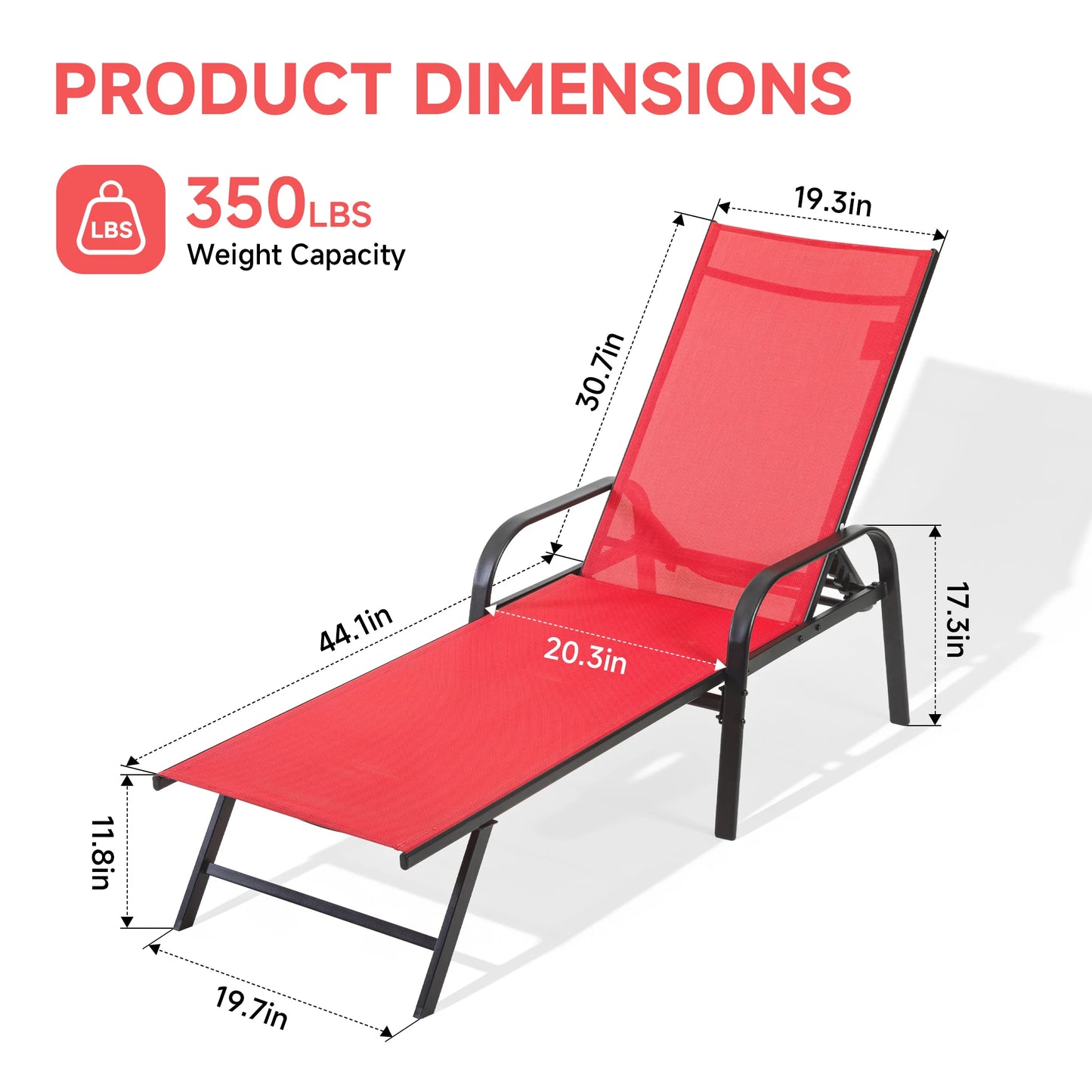 JHK Folding Portable Beach Chair With Armrests Metal Frame Outdoor Lounge