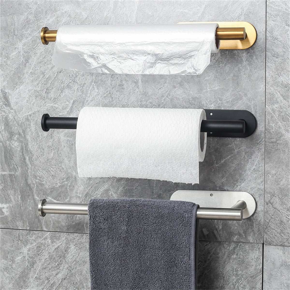 Metal Adhesive Paper Towel Holder For Kitchen Bathroom Storage