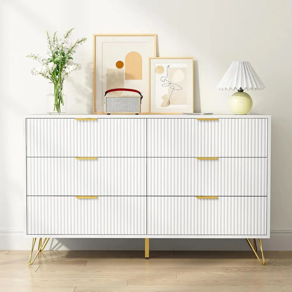 6-Drawer Wooden Dresser For Bedroom And Living Spaces