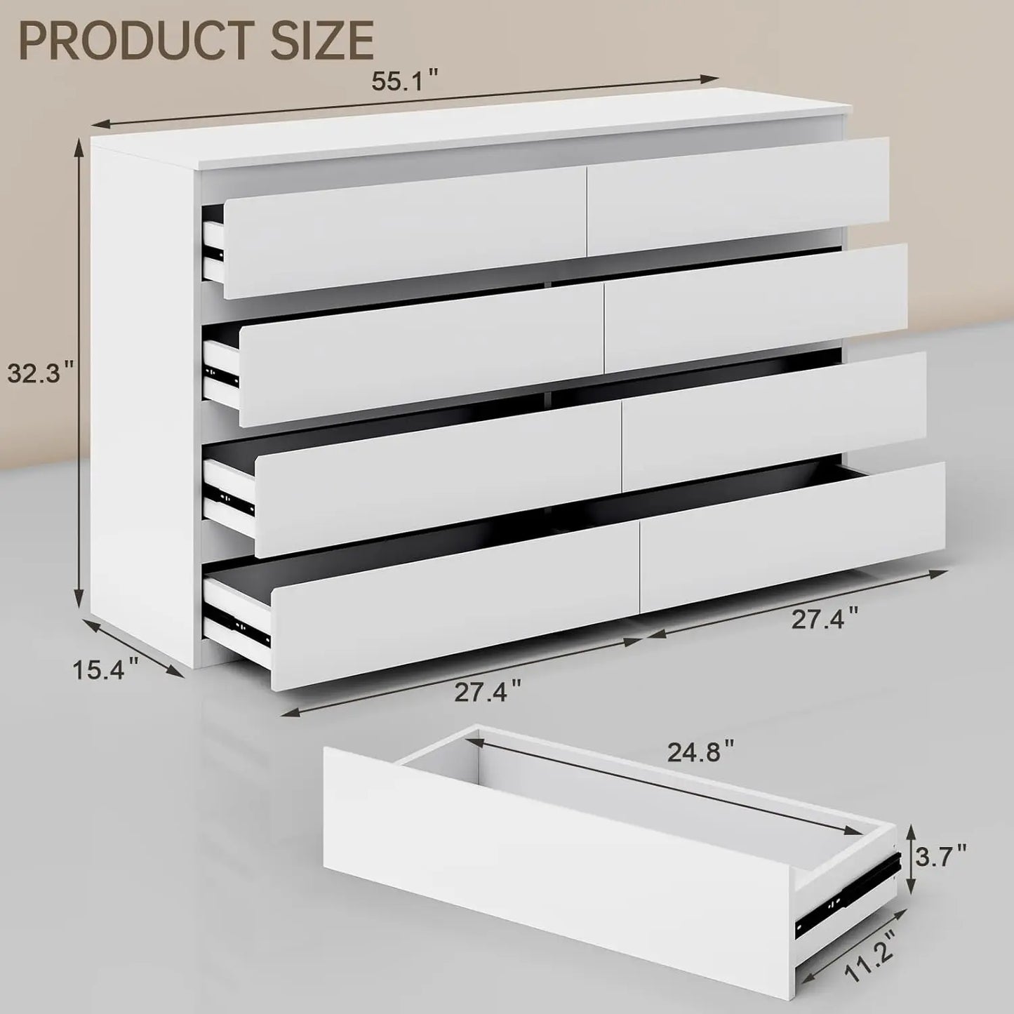 Wood Dresser With Eight Drawers Modern Lacquered Bedroom Chest