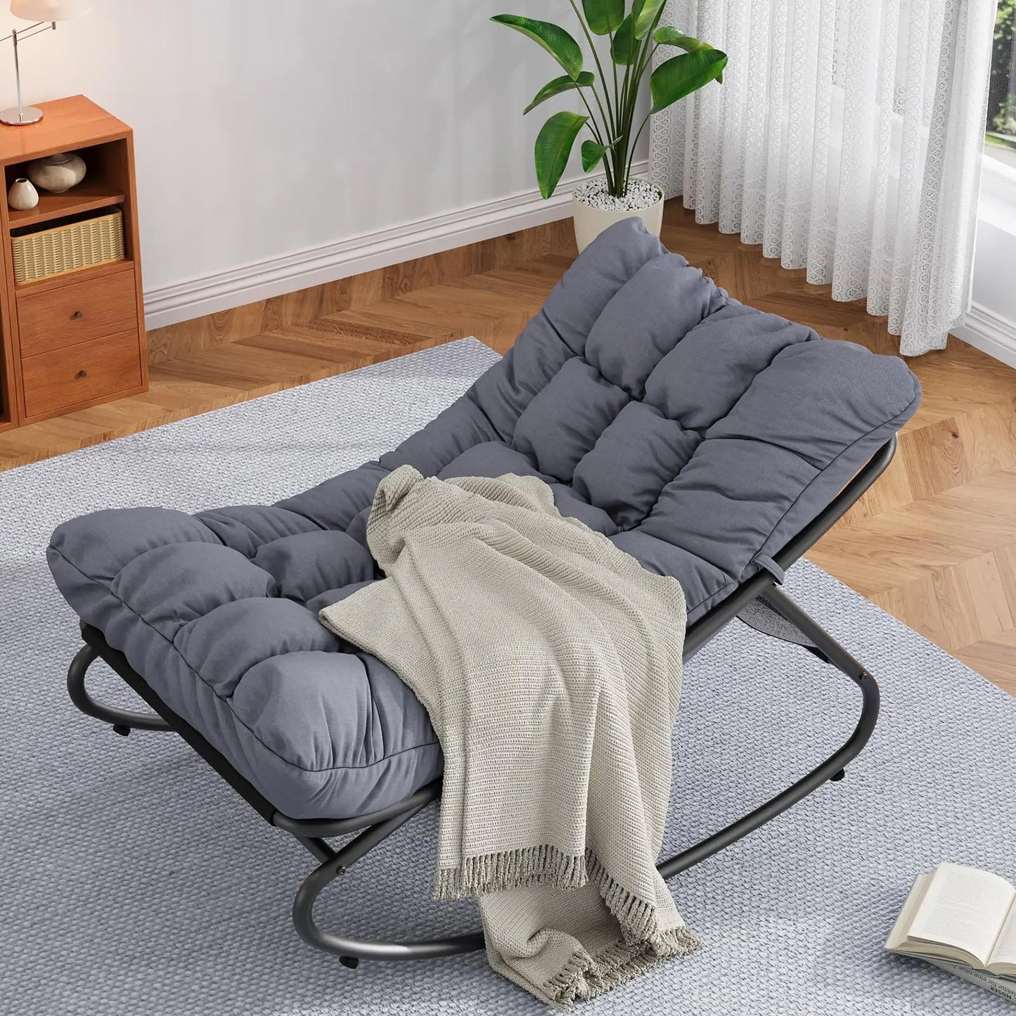 HiMISS Heavy Duty Outdoor Patio Rocking Chair With Thick Cushion