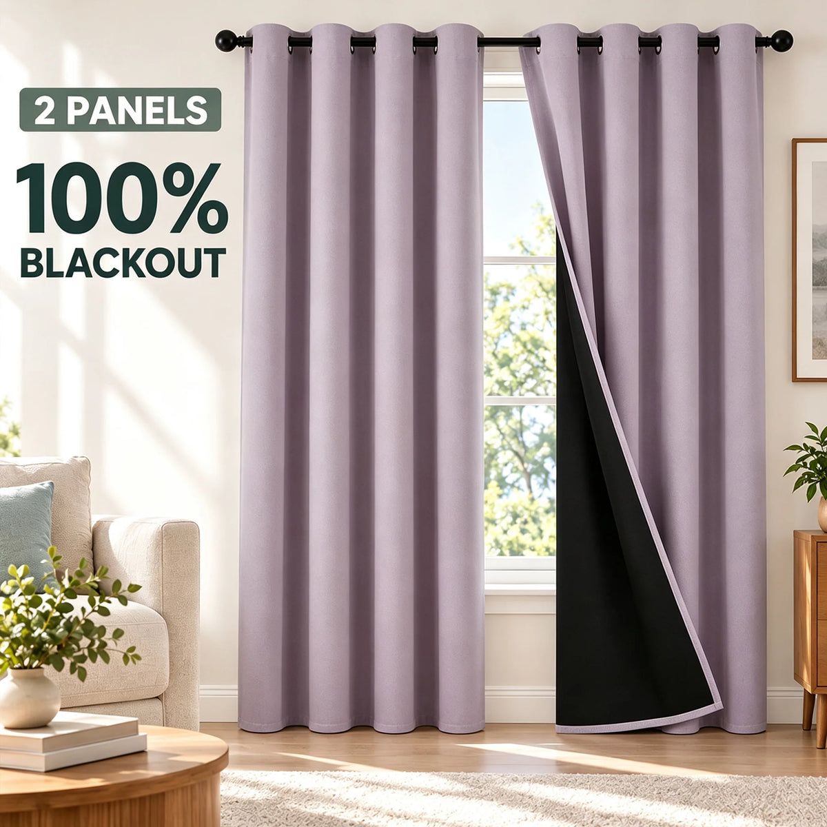 Blackout Waterproof Grommet Curtains For Bedroom Light Blocking Drapes