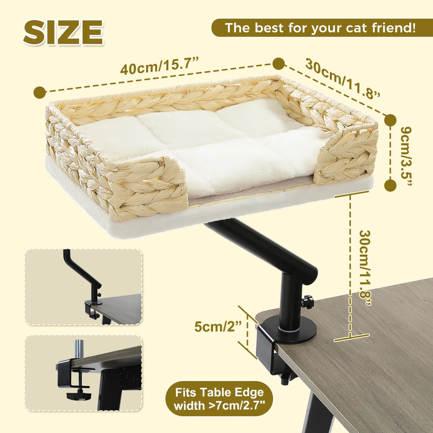 PAWZ Road Cat Desk Bed 360 Degree Rotatable Bed Stand For Indoor Cats