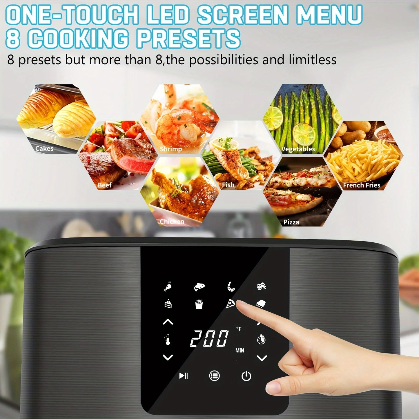 KitCook Digital Air Fryer With Eight Preset Programs And Touchscreen Control