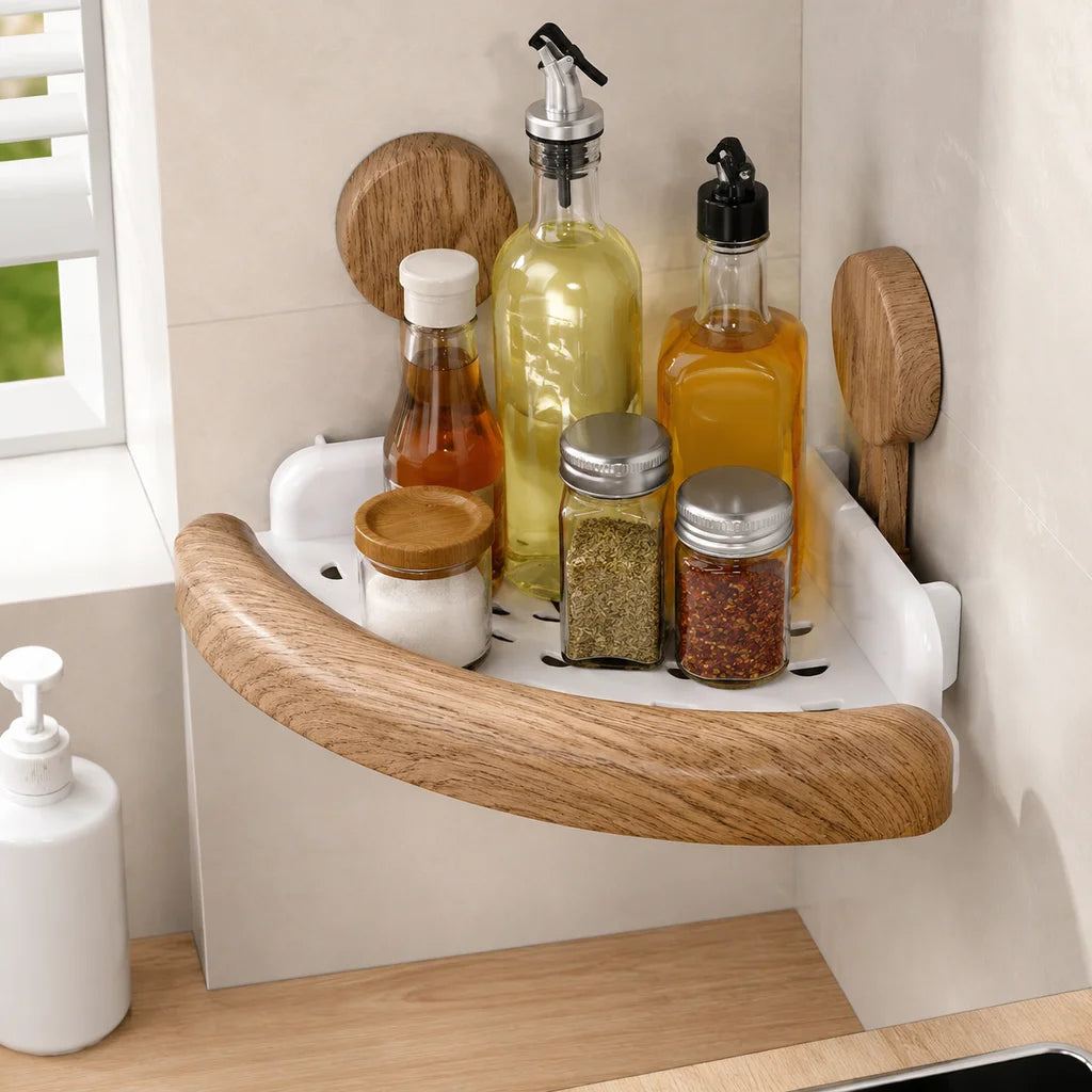 No Drill Suction Cup Corner Shower Shelf Waterproof Bathroom Caddy