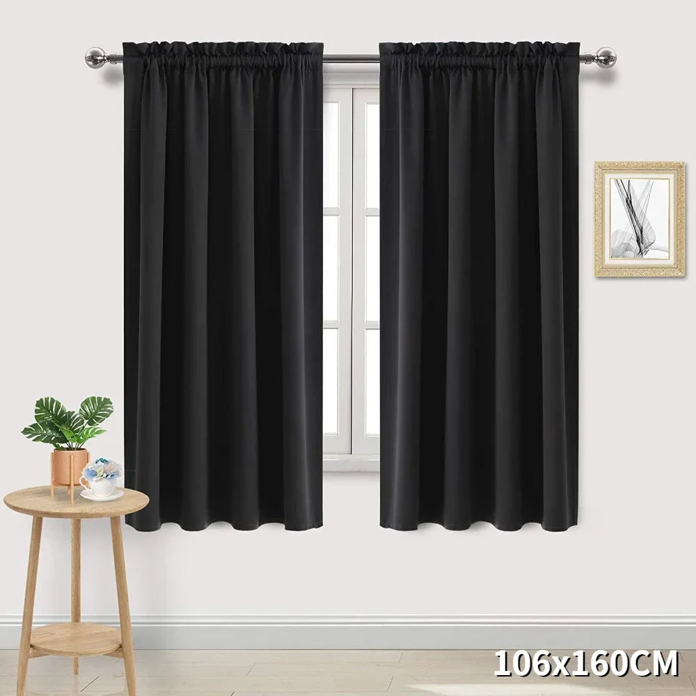 Thermal Insulated Blackout Curtains With Grommet For Bedroom