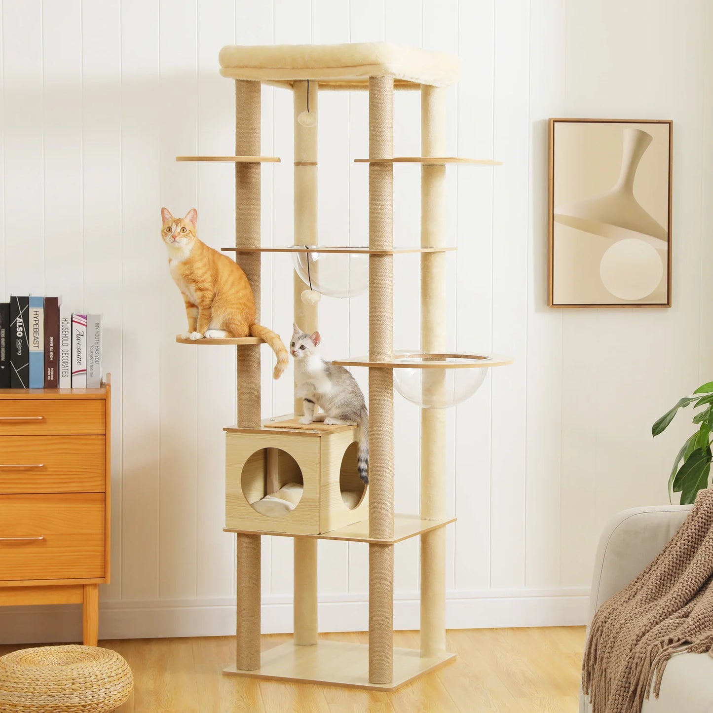 PAWZ Ro Multi Level Cat Tree Indoor Wood Tower Deluxe