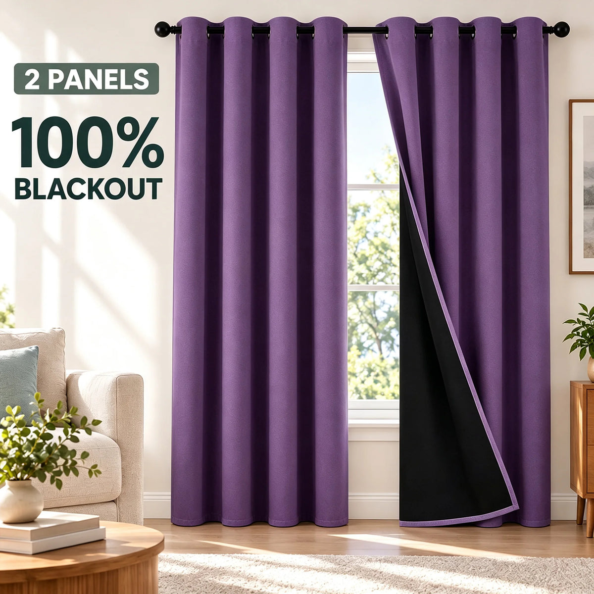 Blackout Waterproof Grommet Curtains For Bedroom Light Blocking Drapes