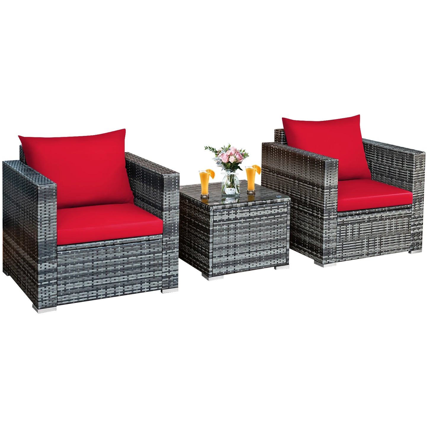 Homasis Outdoor Rattan Patio Bistro Set With Table And Chairs