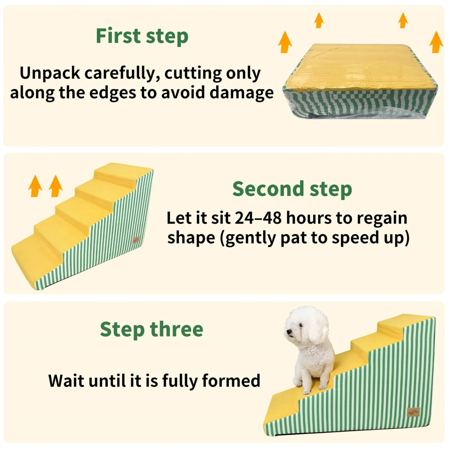 Premium High Density Foam Dog Stairs With Washable Cover