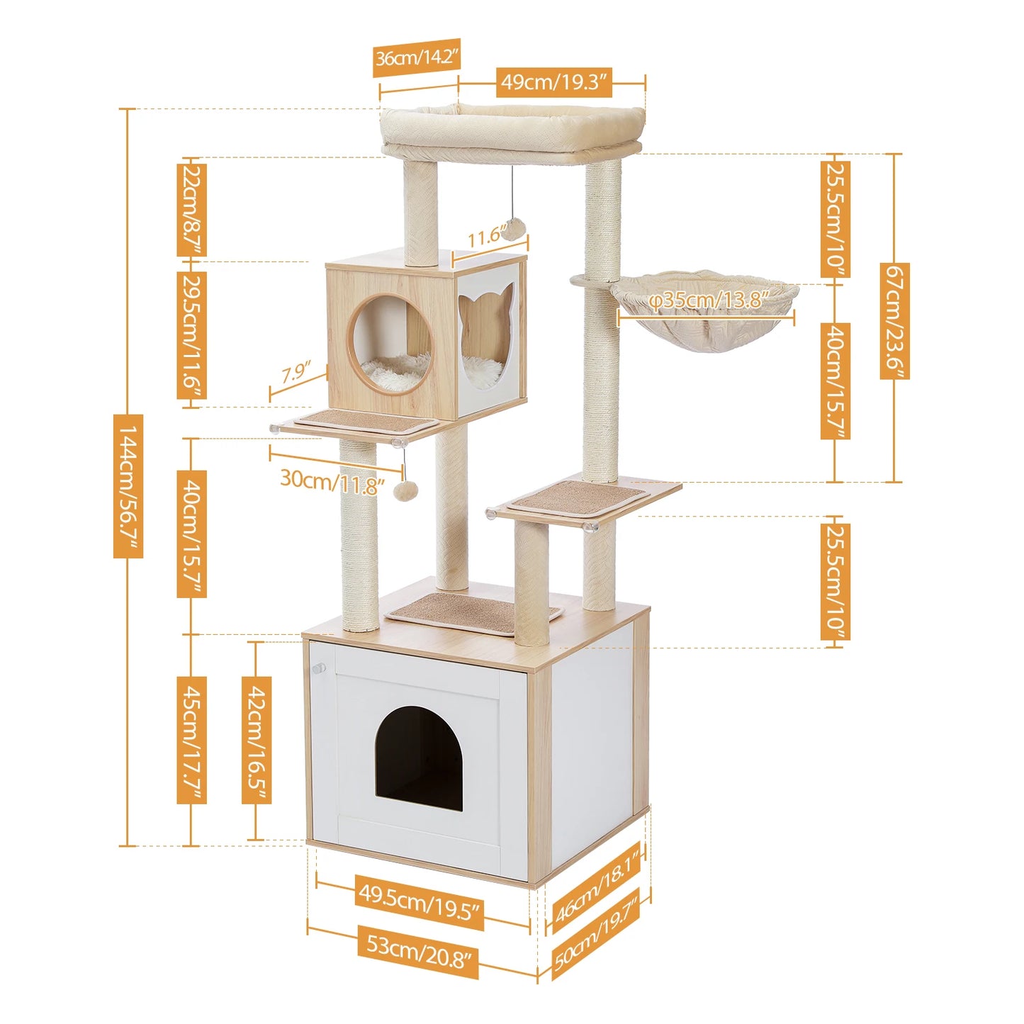 PAWZ Ro Multi Level Cat Tree Indoor Wood Tower Deluxe