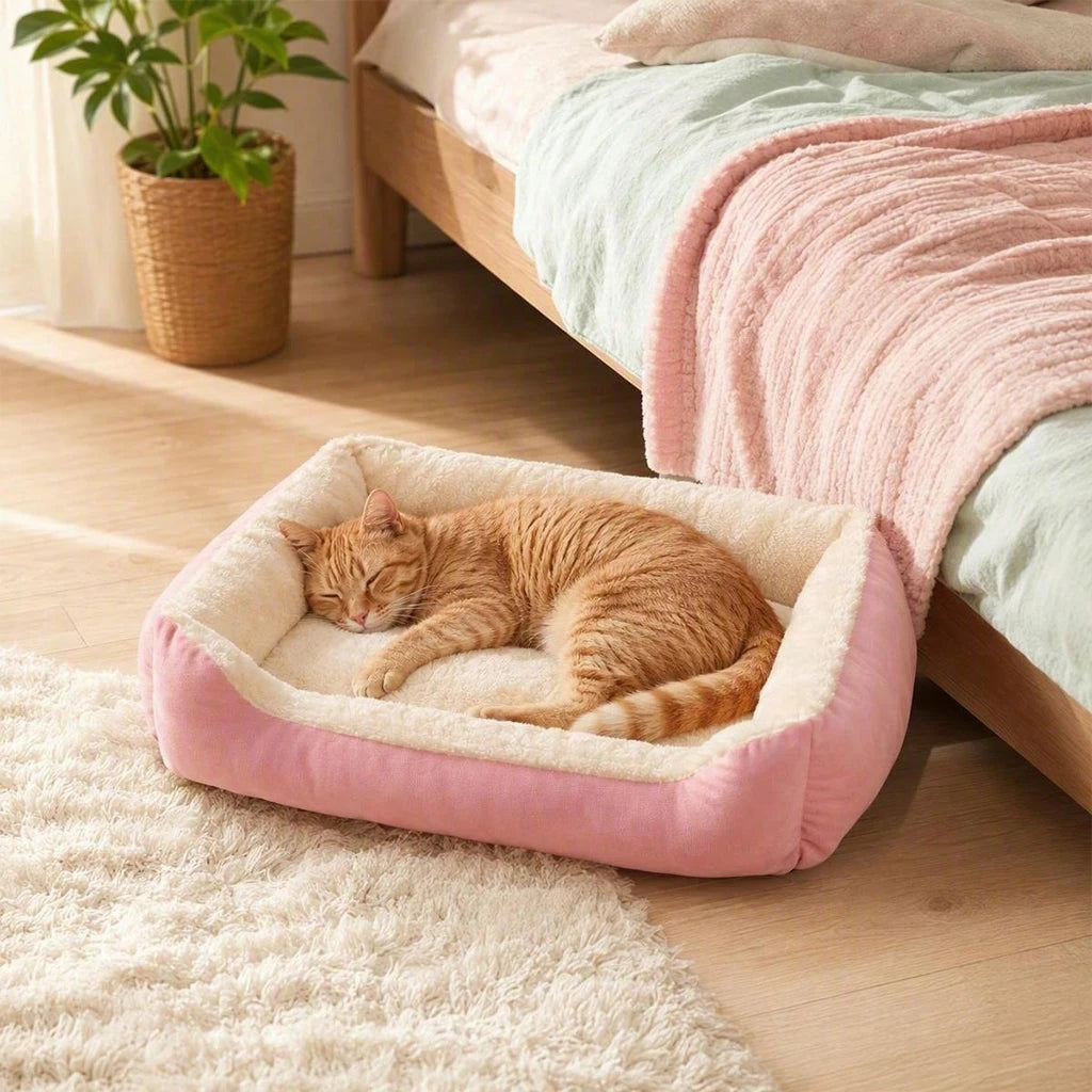 Warm Plush Orthopedic Pet Bed With Raised Edges For Pets