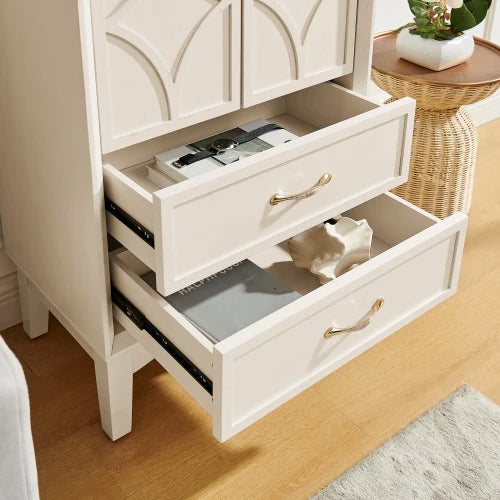 Elegant Mid Century Modern Solid Wood Kitchen Pantry Cabinet