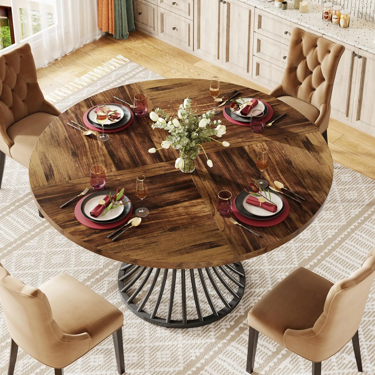 Tribesigns Round Wooden Dining Table For Modern Homes