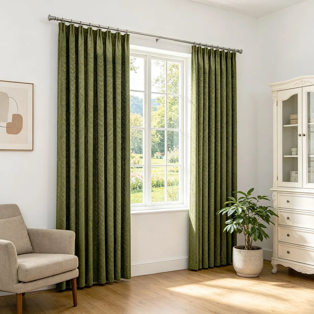 Embossed Mountain Blackout Curtains With Thermal Insulation And Noise Reduction