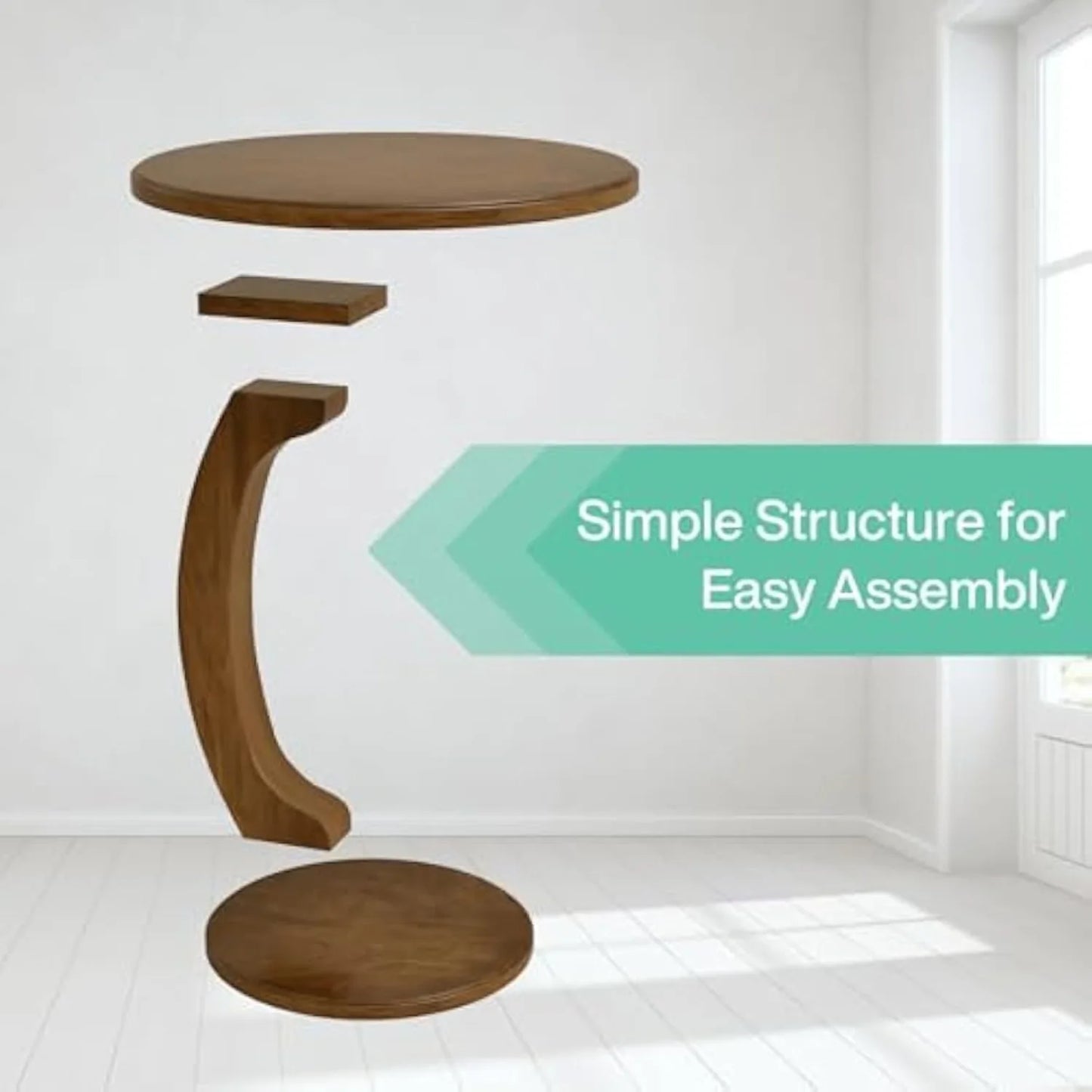 Little Tree Round C Shaped End Table Mid Century Boho Living Room And Bedroom