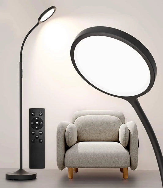 Dimmable LED Floor Lamp With Remote And Adjustable Gooseneck