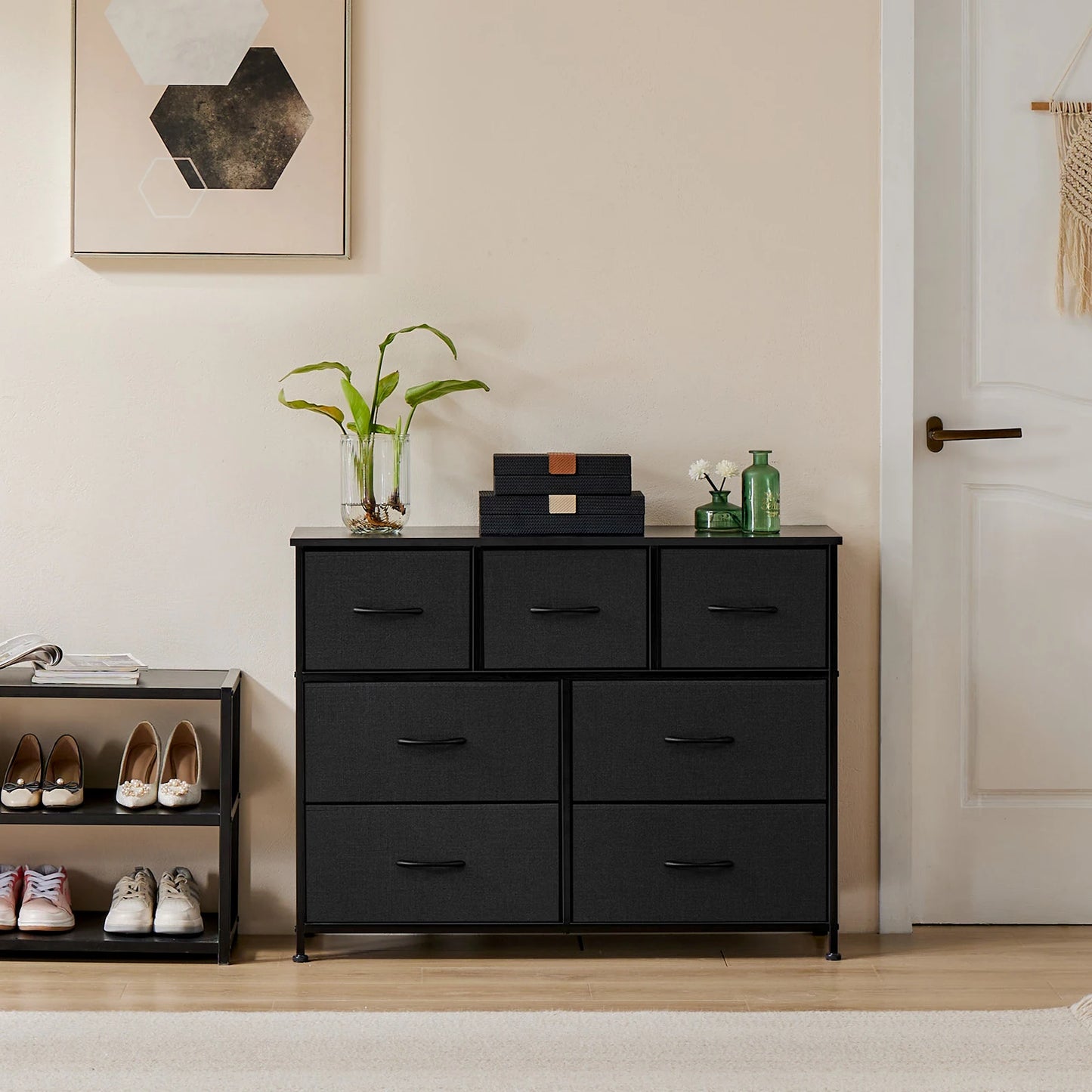JHK Dresser With 7 Fabric Drawers Organizer Storage