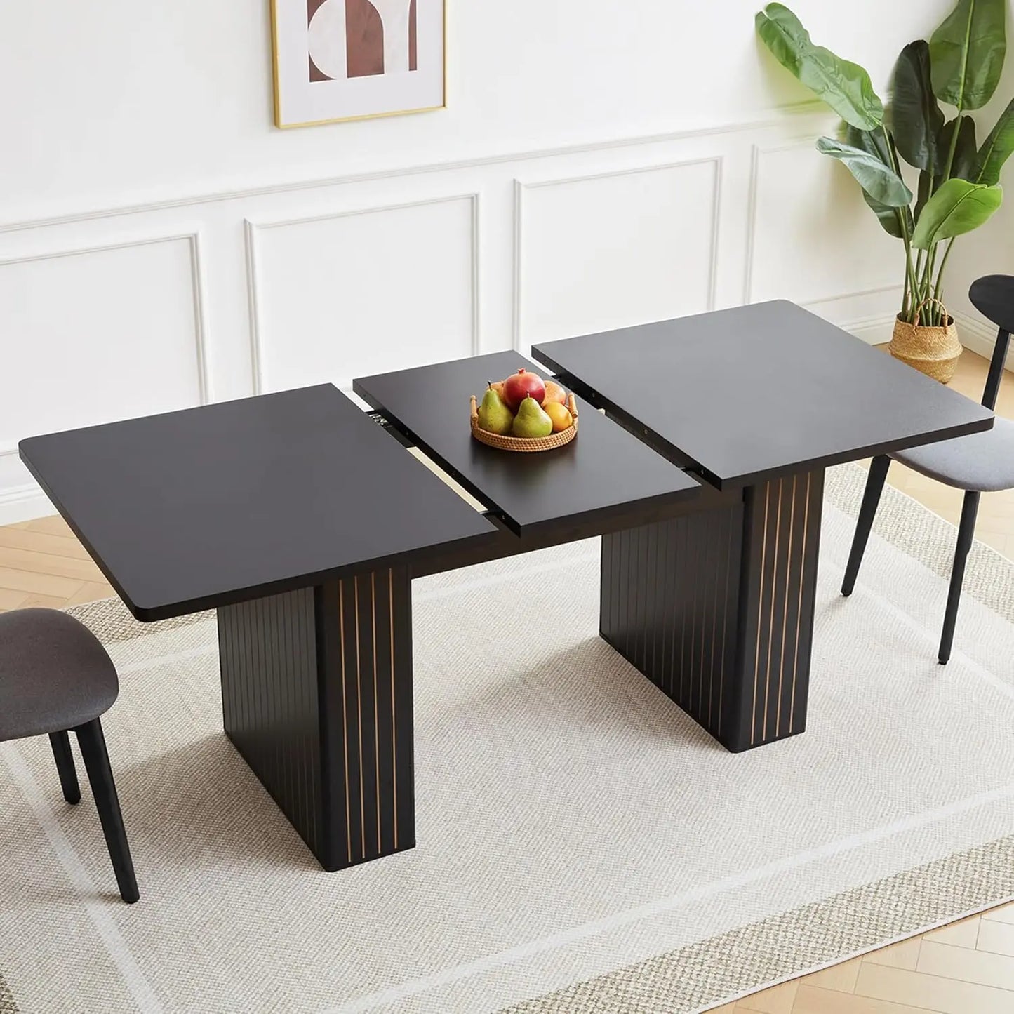 Extendable Dining Table With Fluted Base Modern Oval Design
