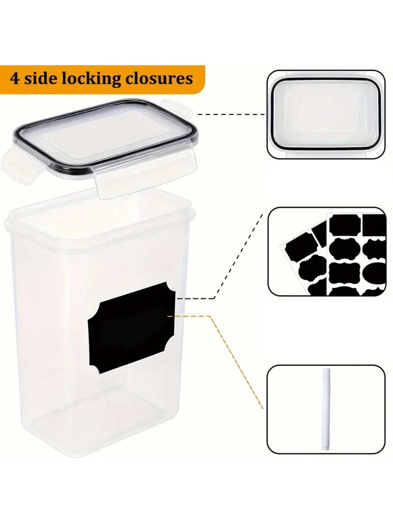 Airtight Food Storage Containers With Labels For Kitchen Grains And Coffee