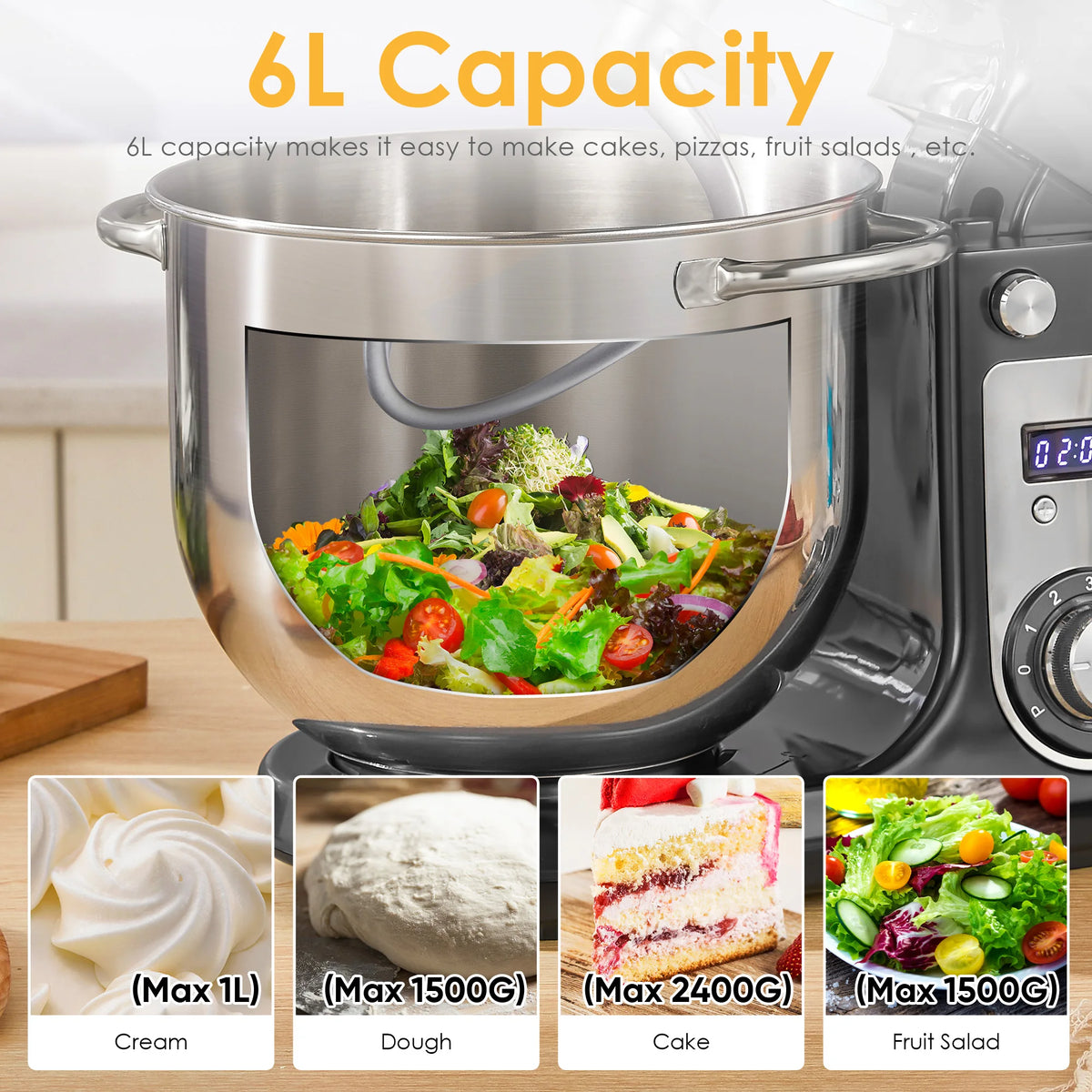 Biolomix Stand Mixer With Quiet Motor And Dough Kneading Attachments
