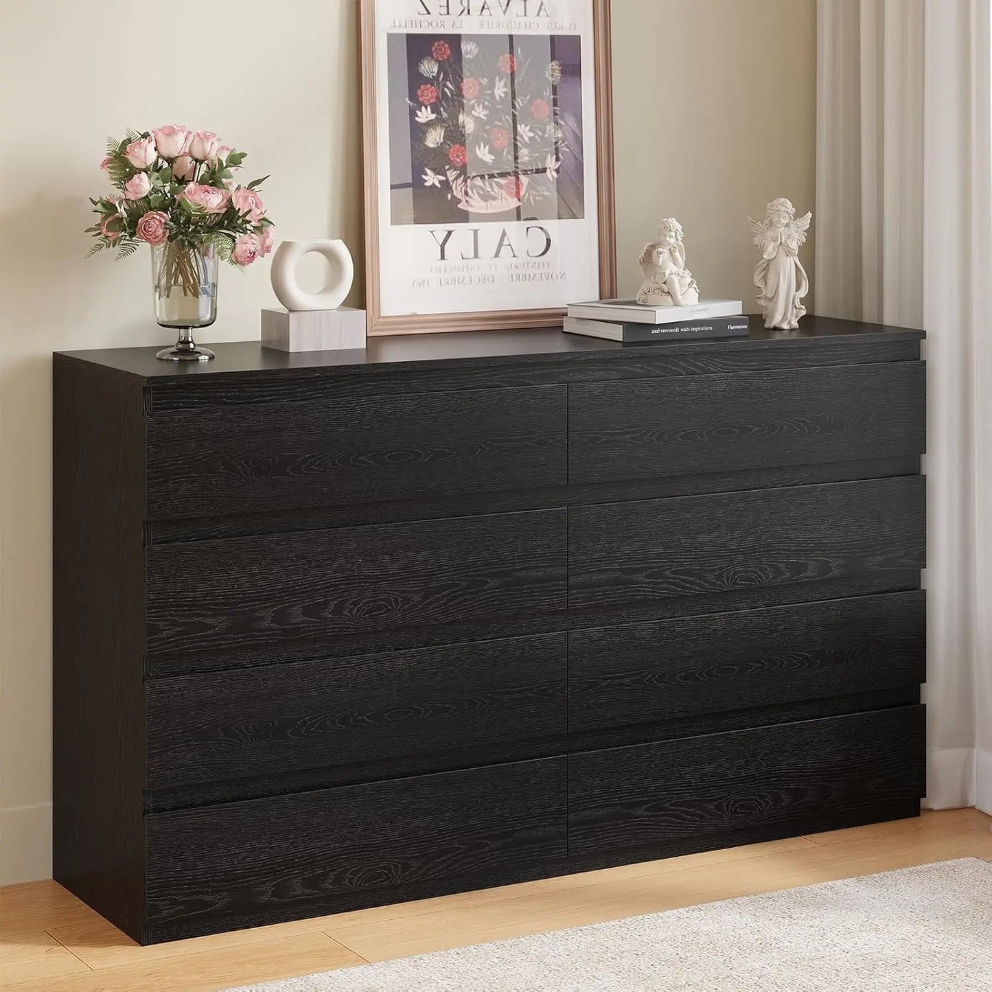 Wood Dresser With Eight Drawers Modern Lacquered Bedroom Chest