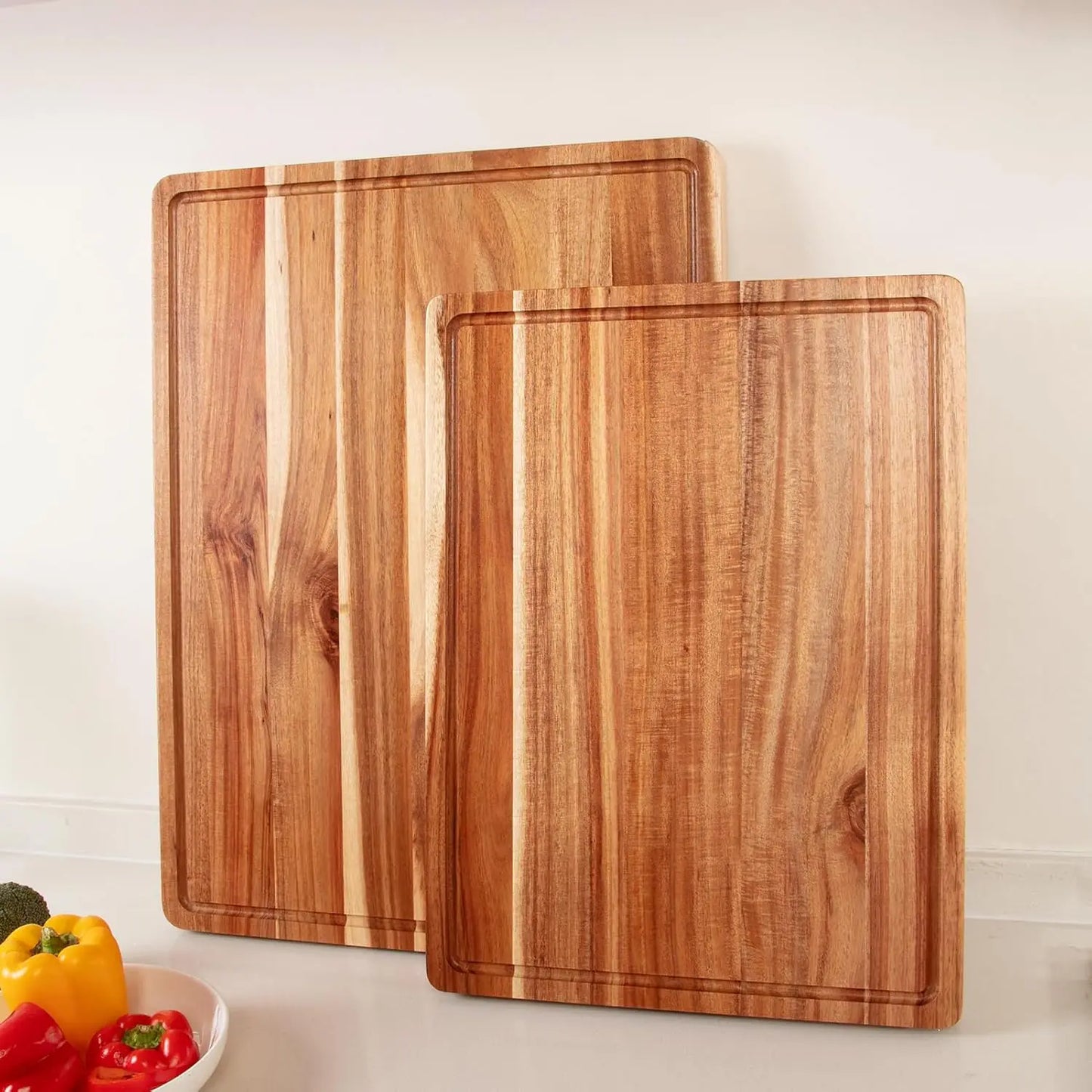 Twister.Ck Extra Large Acacia Wood Butcher Block Cutting Board With Side Handles