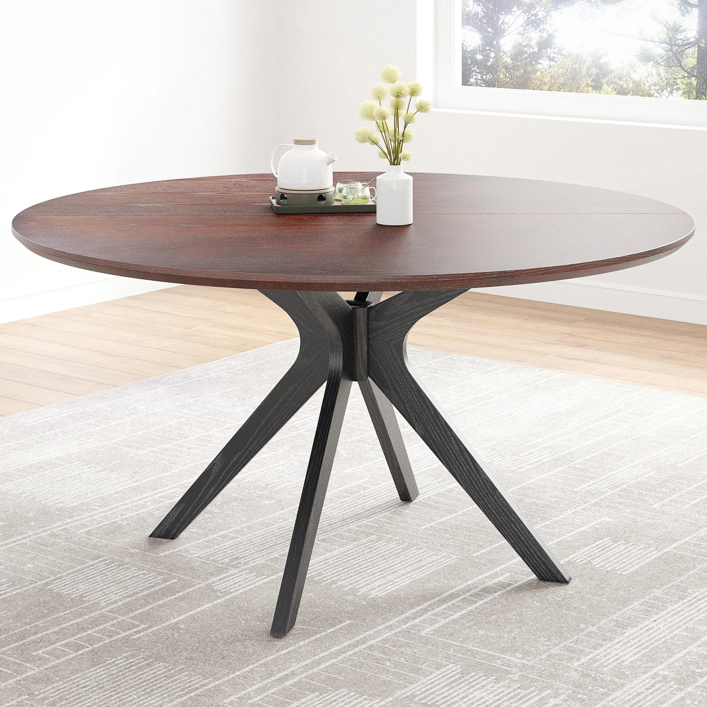 Farini Round Natural Wood Dining Table For Four Persons