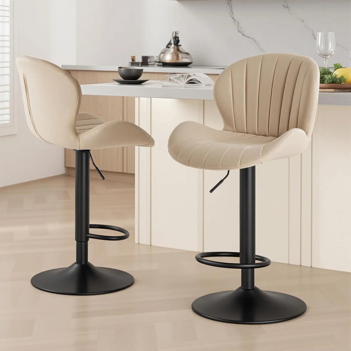 JHK Elegant Fabric Dining Chairs Set Of Two For Kitchen