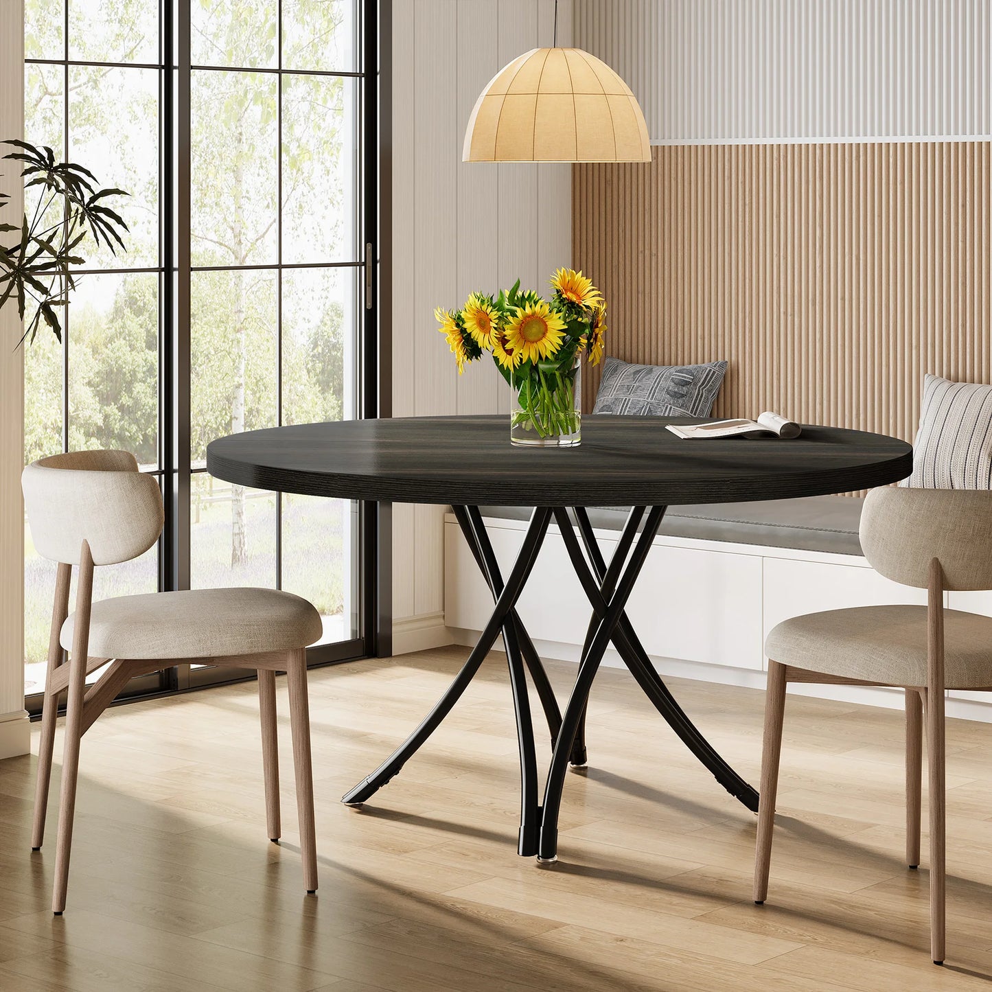 Tribesigns Round Wood Dining Table For Modern Farmhouse Kitchens