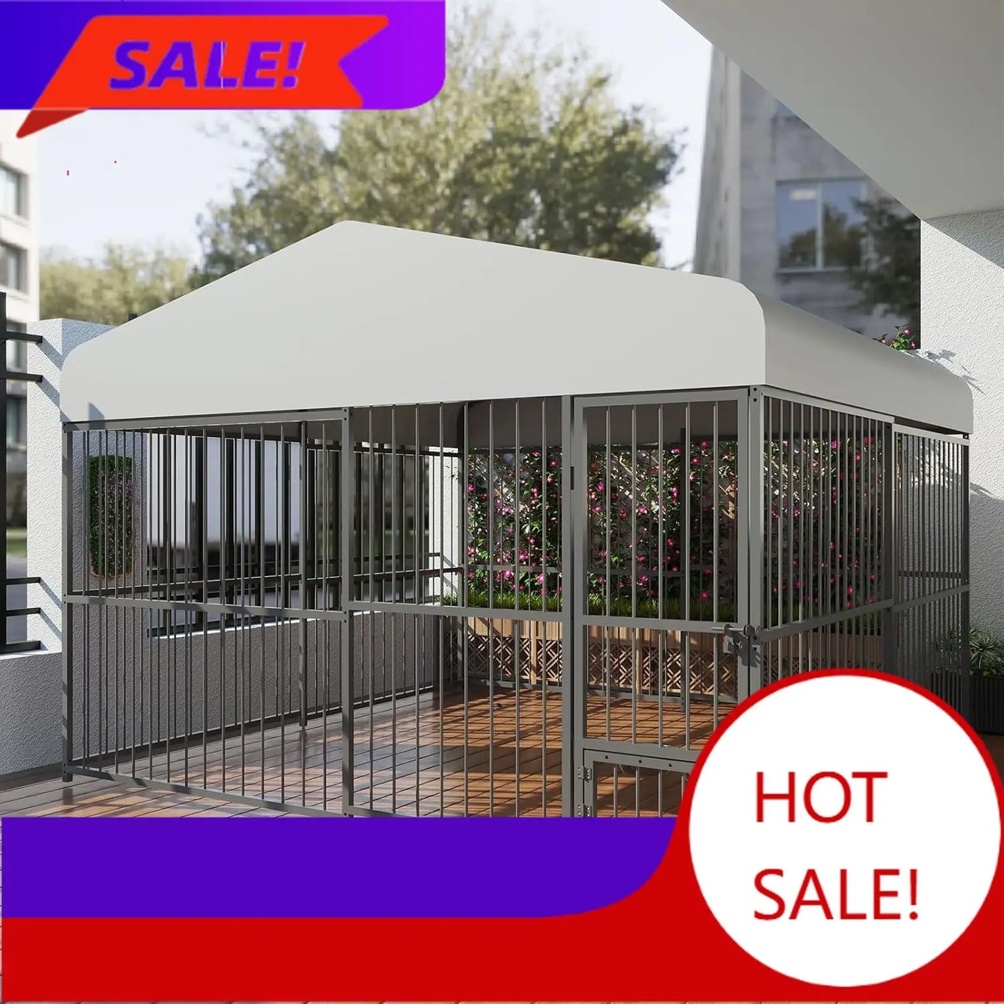 Heavy Duty Outdoor Dog Kennel With Roof And Lock Cage