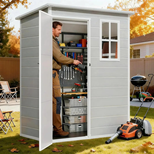 Resin Outdoor Storage Shed With Floor And Lockable Door