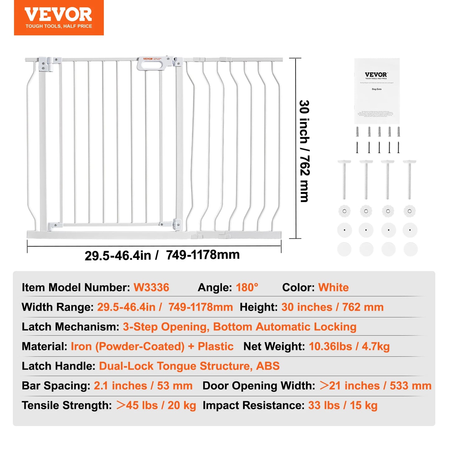 SucceBuy Walk Through Pressure Mount Baby Pet Safety Gate