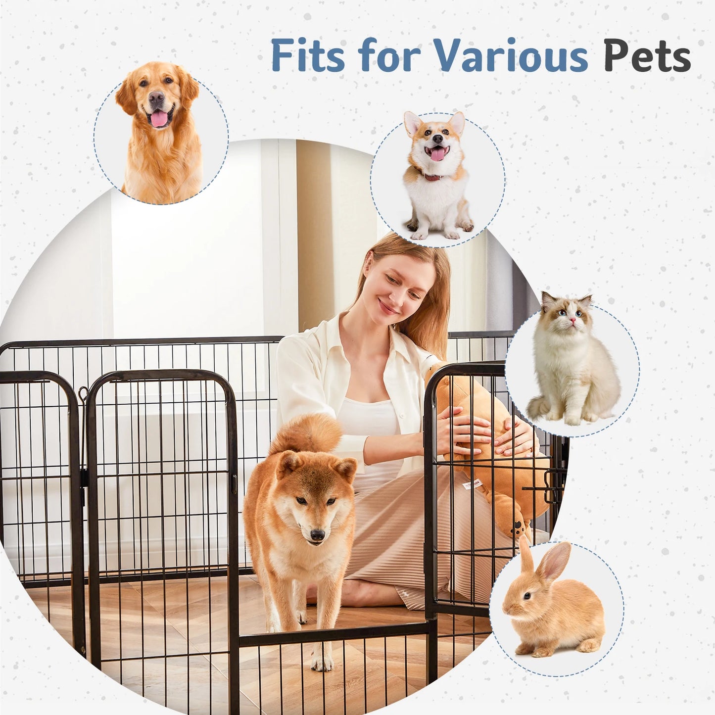 Jhk Sturdy Metal Dog Playpen For Secure Indoor Outdoor Use