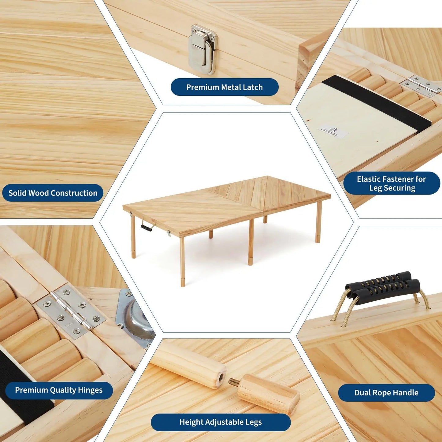 HiMISS Solid Wood Folding Picnic Table For Outdoor Camping