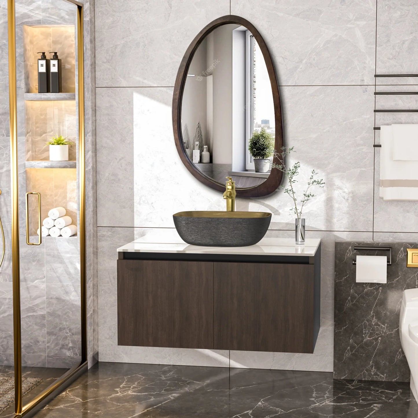 Wall Mounted Bathroom Vanity Sink Set With Ceramic Basin StoneTop