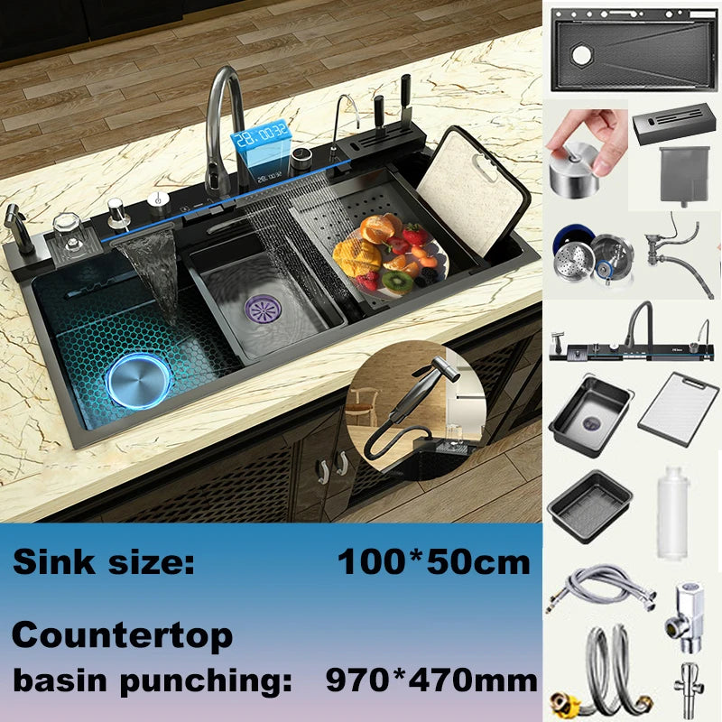 Telisiya Stainless Steel Kitchen Faucet With Digital Display