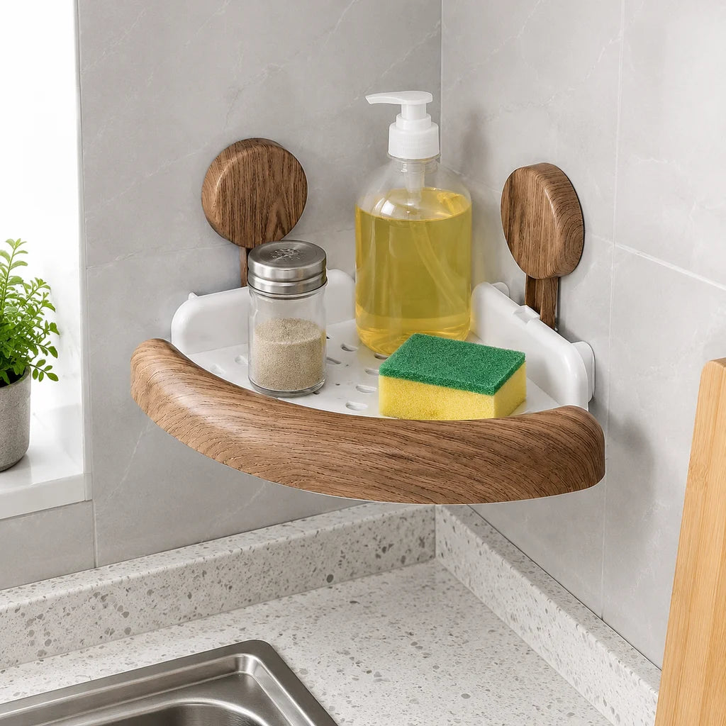 No Drill Suction Cup Corner Shower Shelf Waterproof Bathroom Caddy