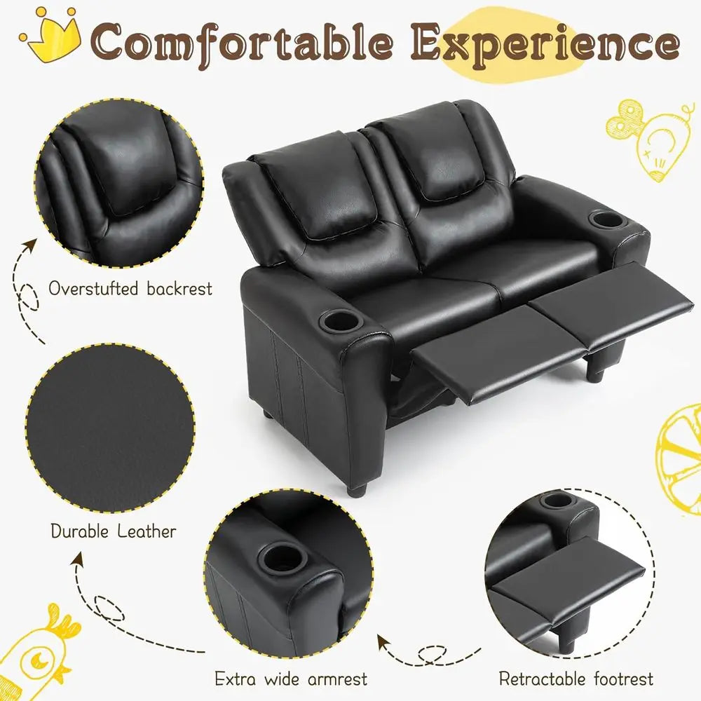 LISM Toddler Recliner Sofa With Cup Holder And Headrest