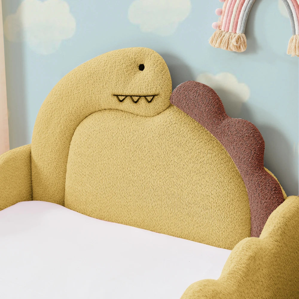 Dinosaur Shaped Kids Bed Frame With Safety Guard Rails Solid Wood