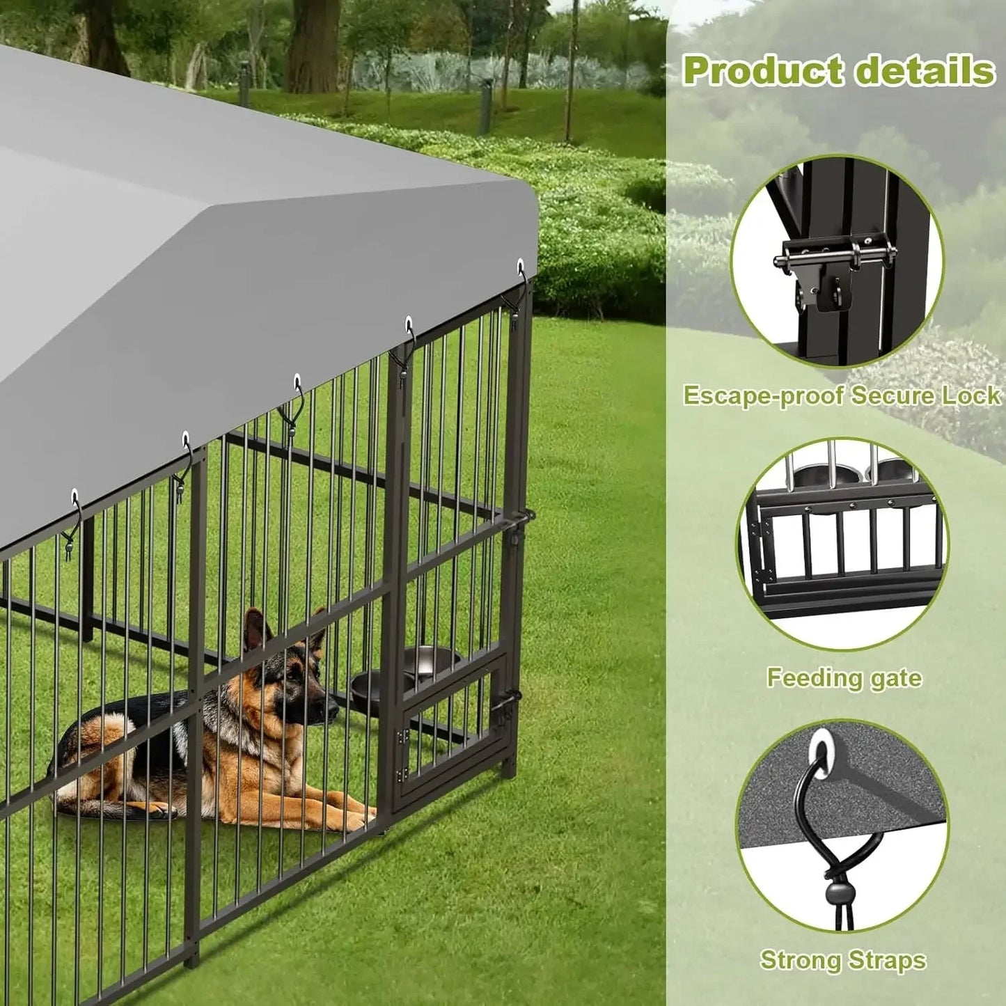 Heavy Duty Outdoor Dog Kennel With Roof And Lock Cage