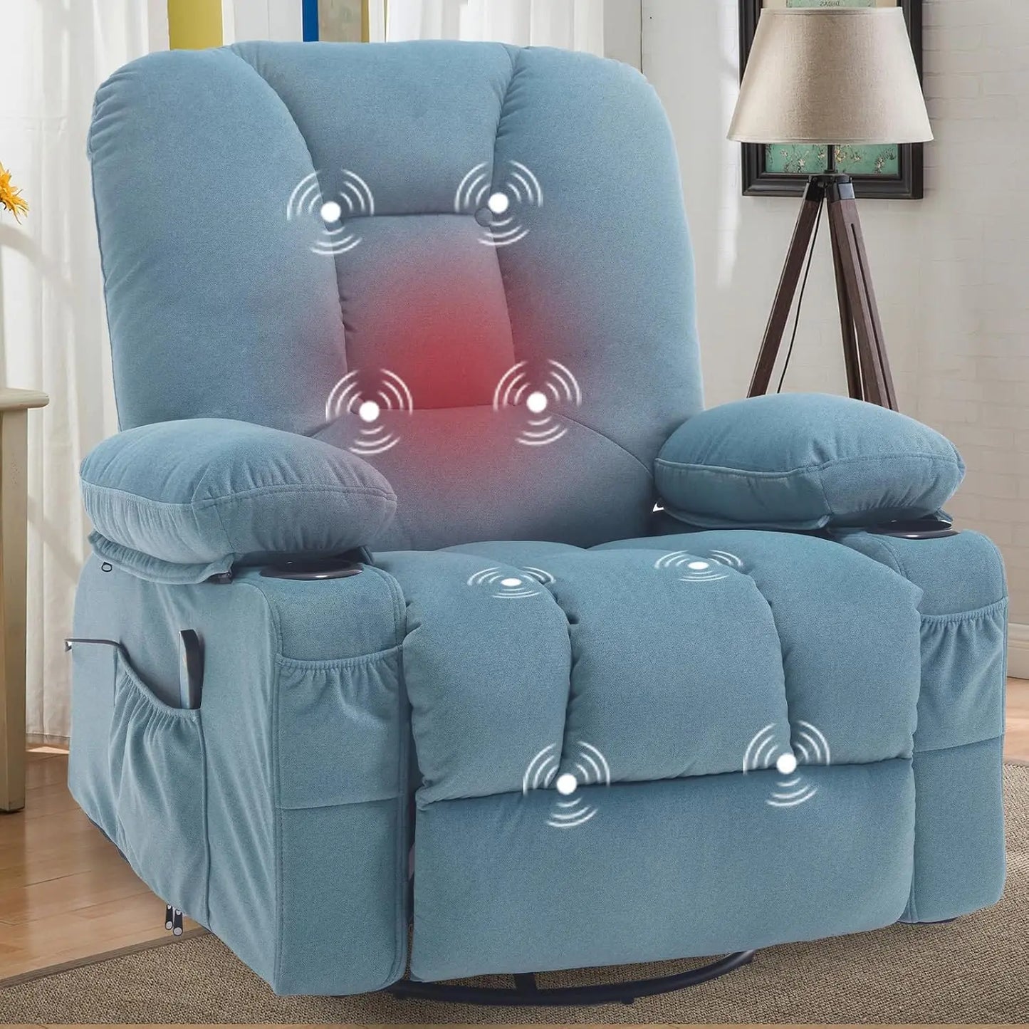 CHENGWEI Rocker Recliner Chair With Massage And Heat
