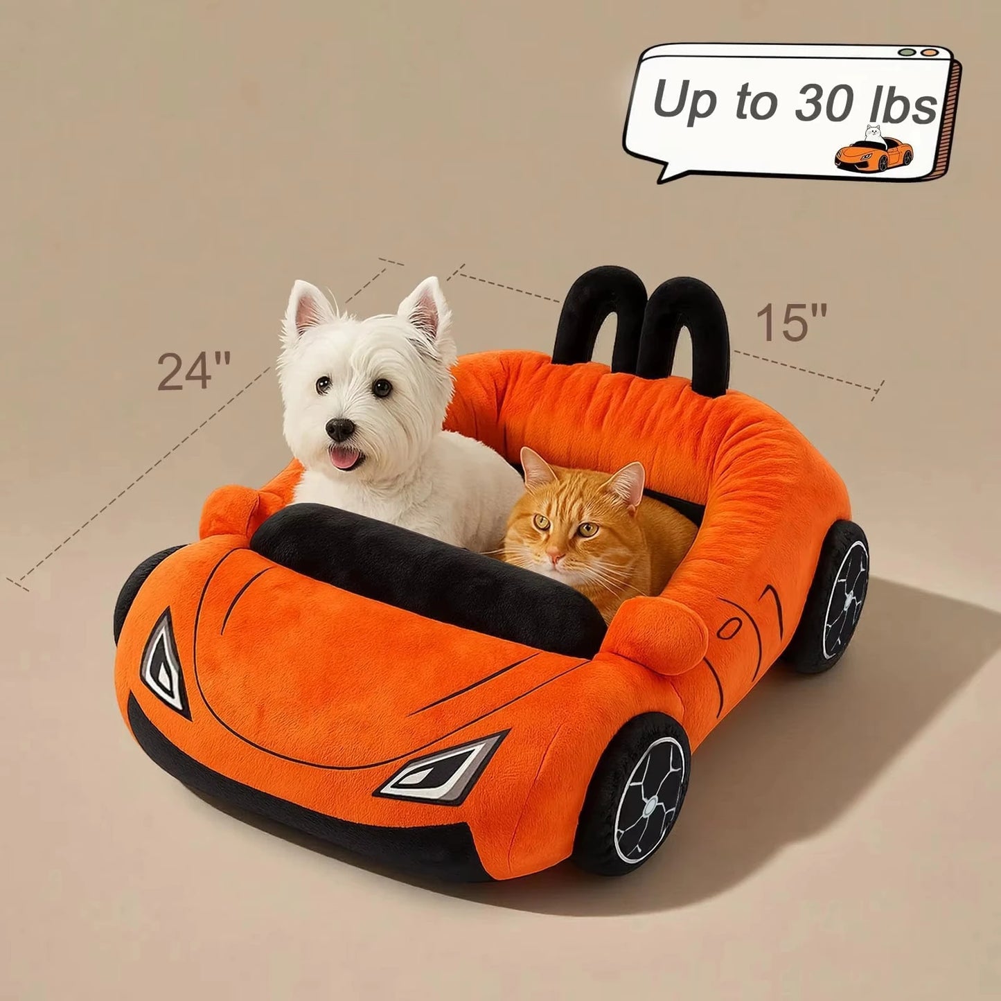 CWV Supercar Coral Fleece Cat Bed With Pillow And Washable Mat