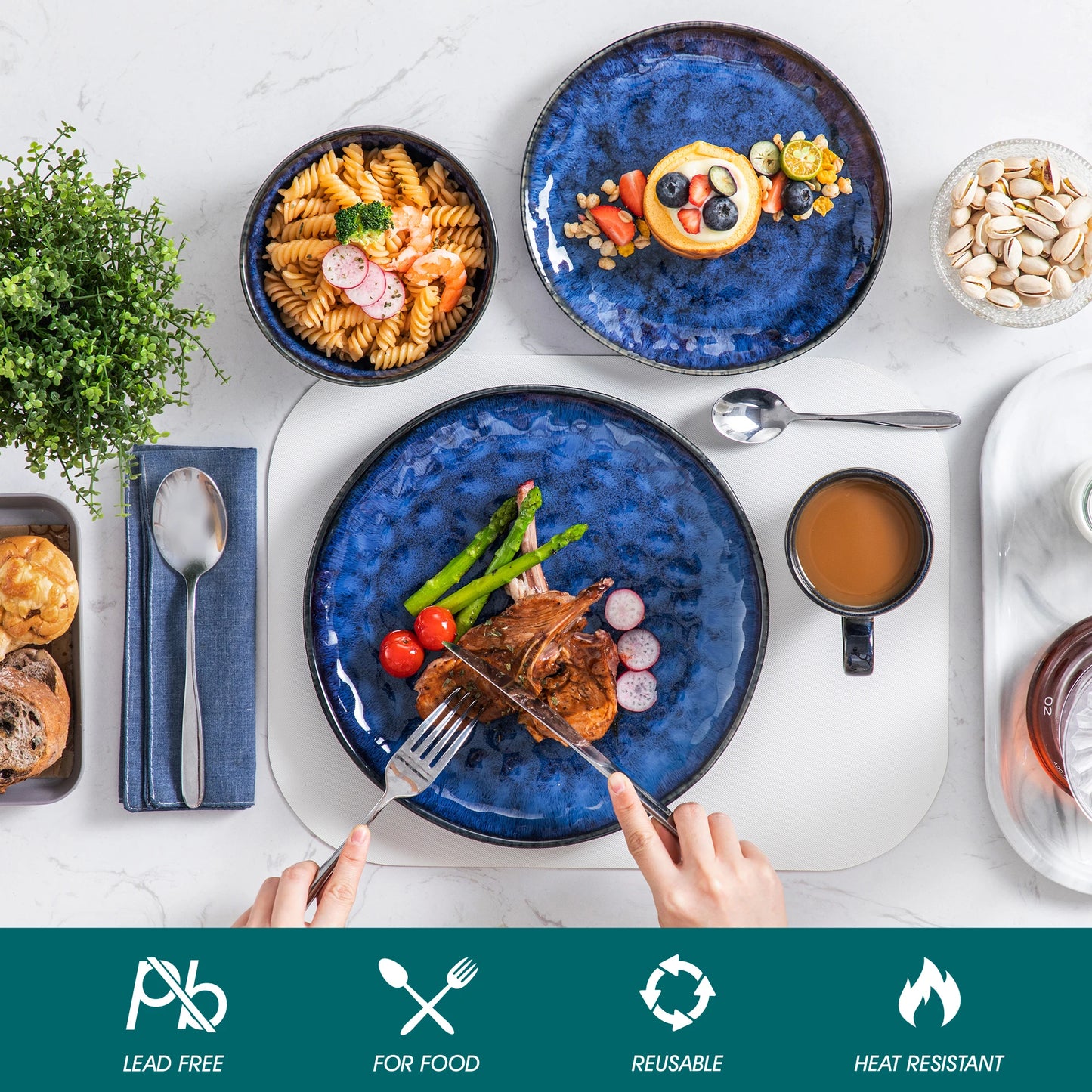 MALACASA Dinnerware Set Service for 4, 8, 12 Guests
