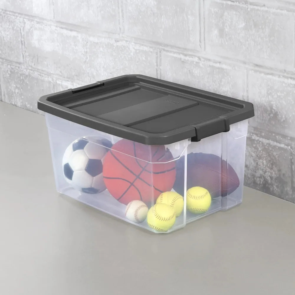 Two Pack Stacker Boxes With Durable Latch Lid Storage