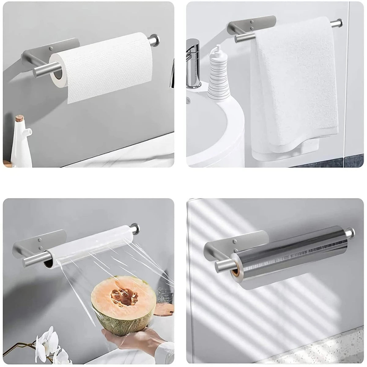 Metal Adhesive Paper Towel Holder For Kitchen Bathroom Storage