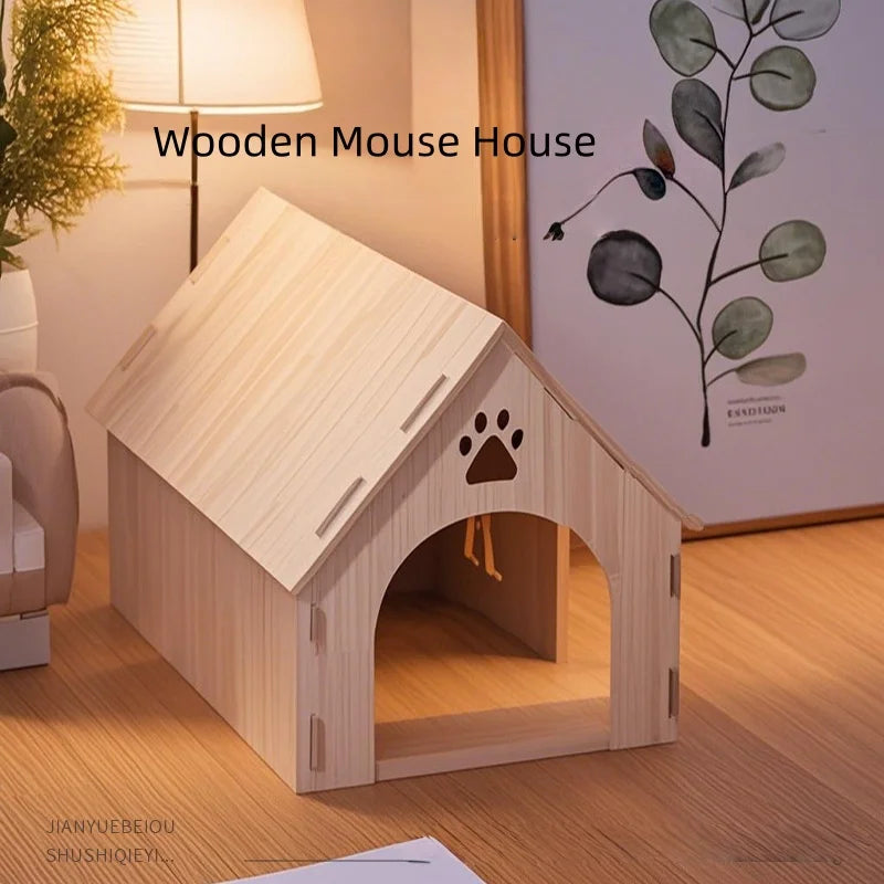 Squirrel Design Wooden Nest House Landscape Home For Pets