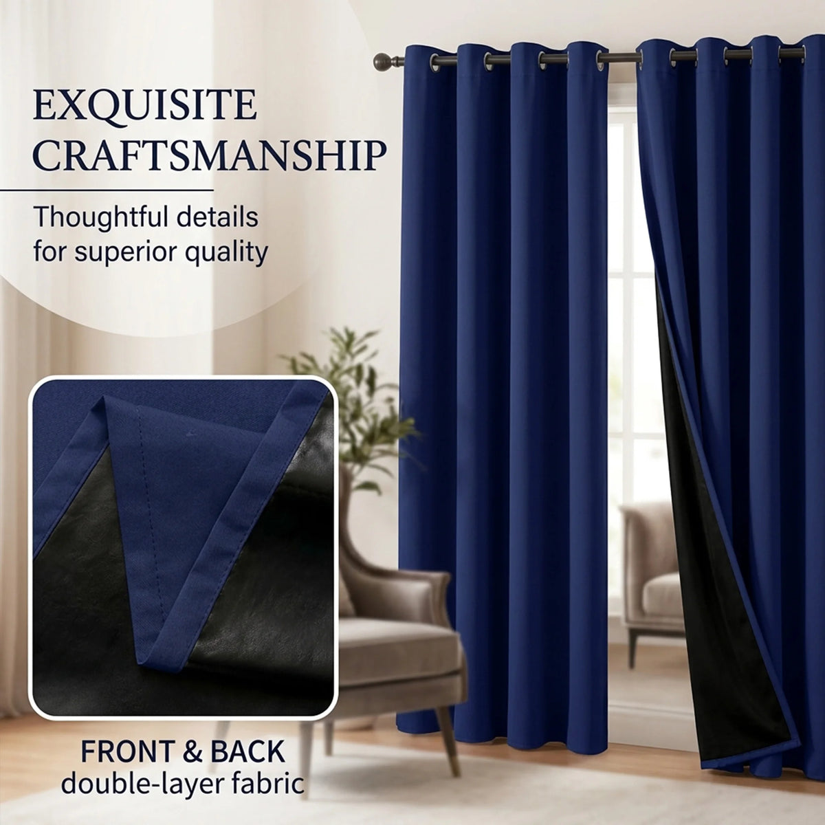 Blackout Thermal Insulated Window Curtains For Noise Reduction